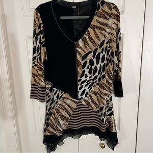 Lior Paris Safari Print Tunic, Size Large , EUC